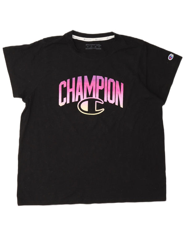 Champion Γυναικείο T-Shirt Top UK 18 XL Μαύρο βαμβακερό