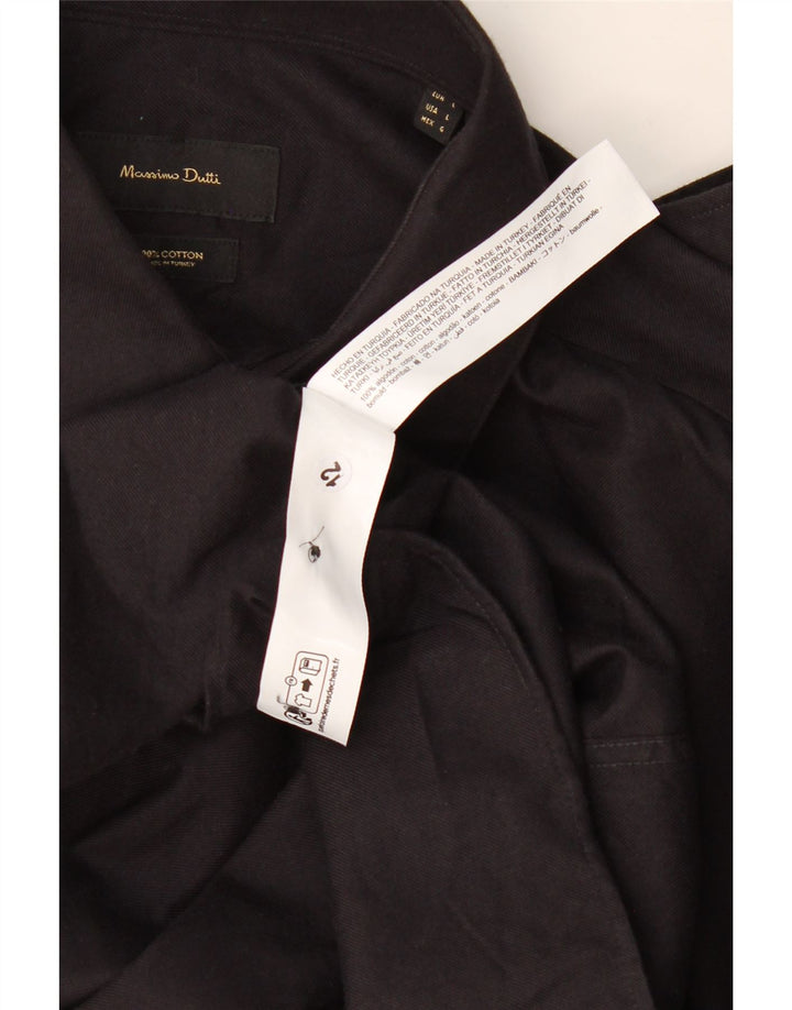 Ανδρικό πουκάμισο Massimo Dutti, μεγάλο μαύρο βαμβακερό