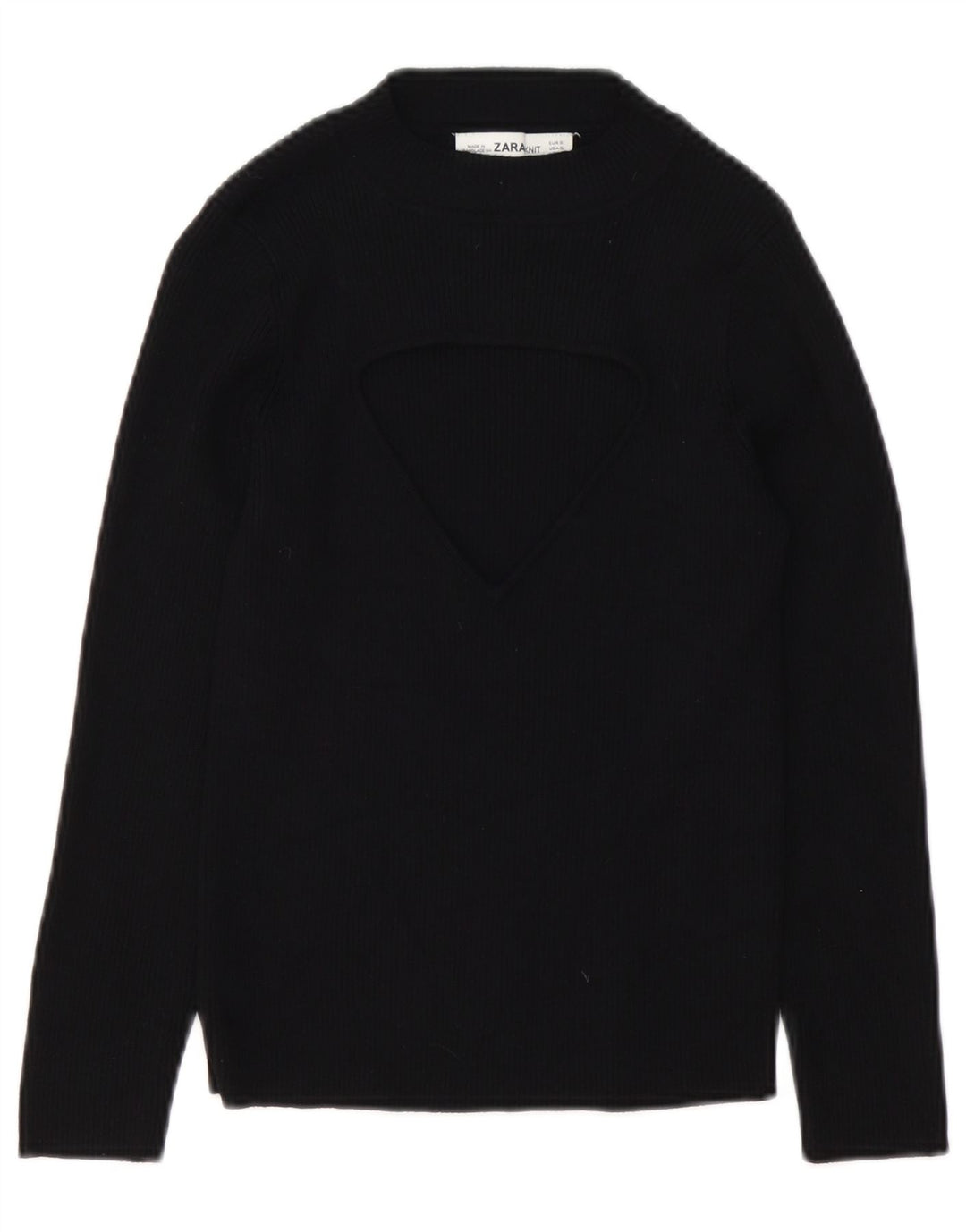 Zara Γυναικείο πουλόβερ με λαιμόκοψη UK 10 Small μαύρο