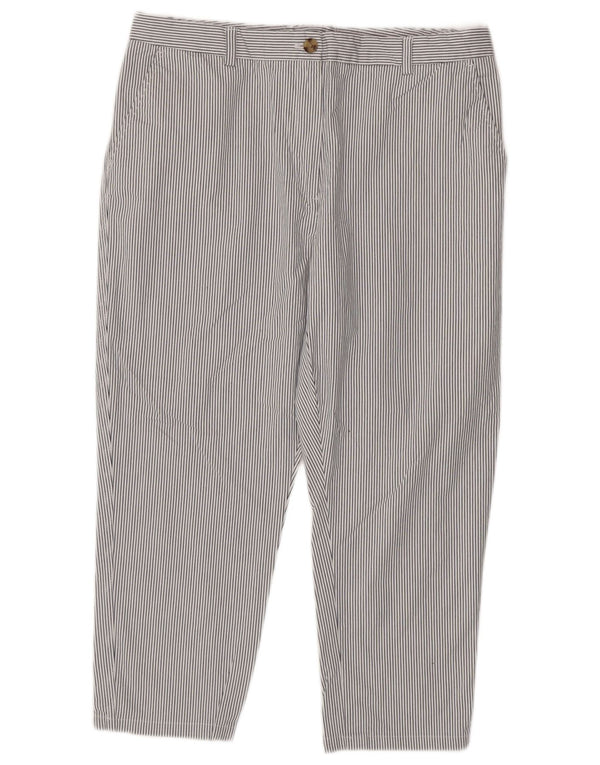 Marks & Spencer Γυναικείο Slim Cropped Παντελόνι UK 18 XL W34 L24 Λευκό ριγέ