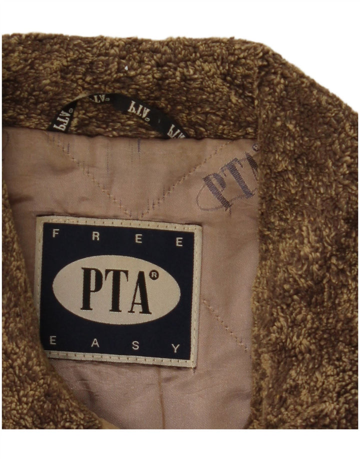 VINTAGE Γυναικείο Δερμάτινο Παλτό UK 6 XS Καφέ