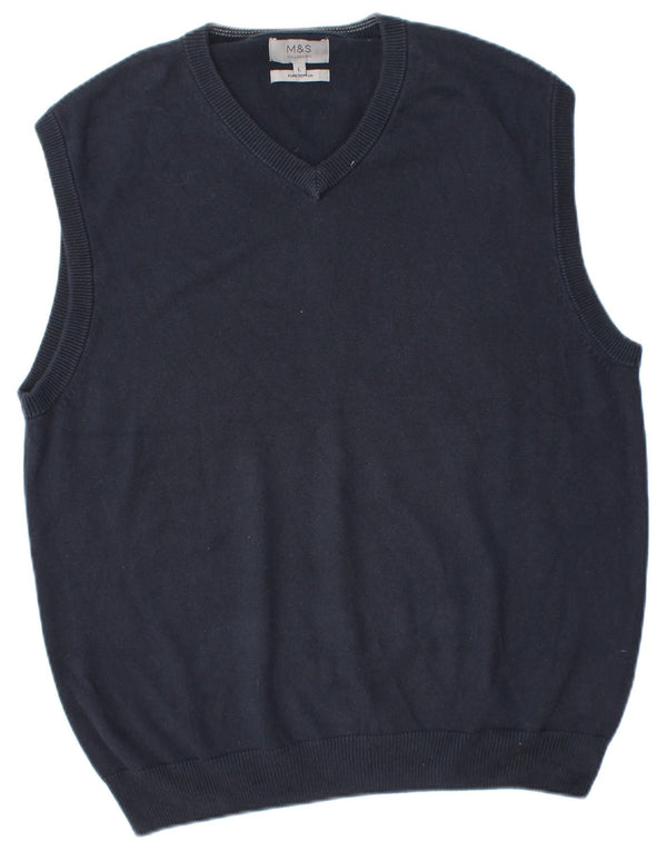 MARKS & SPENCER Ανδρικό γιλέκο Tank Top Large Navy Blue Cotton