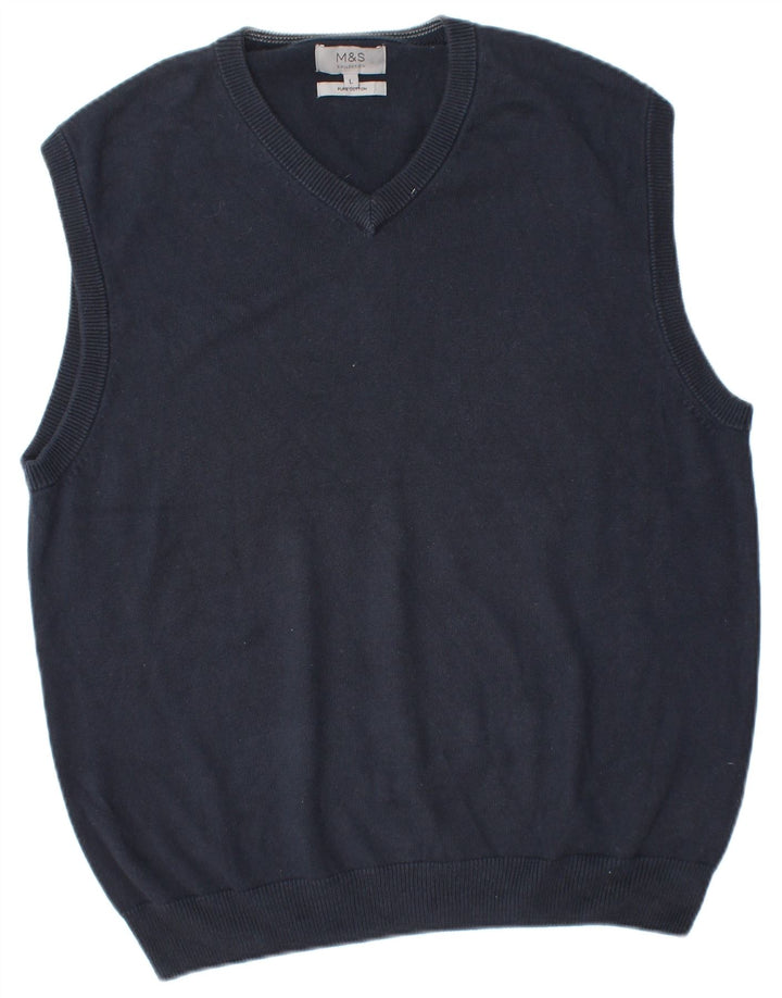 MARKS & SPENCER Ανδρικό γιλέκο Tank Top Large Navy Blue Cotton