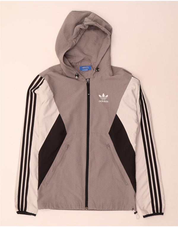 Adidas Ανδρικό μπουφάν βροχής με κουκούλα UK 34 XS Γκρι πολυεστέρας