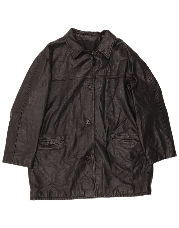 Vintage Γυναικείο Oversized Δερμάτινο Μπουφάν EU 40 Medium Black Leather