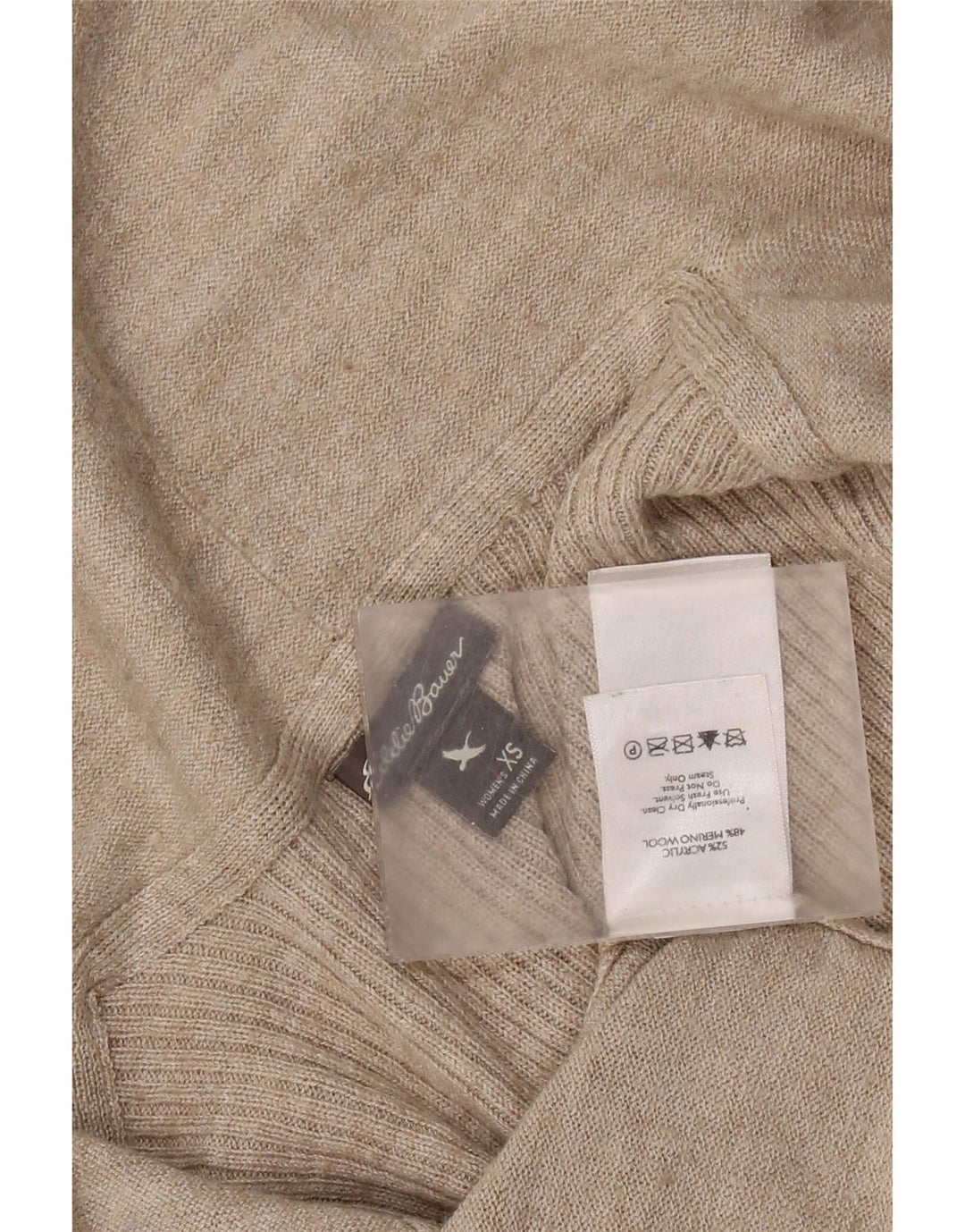 EDDIE BAUER Γυναικείο ανοιχτό πουλόβερ ζακέτα UK 6 XS Μπεζ ακρυλικό
