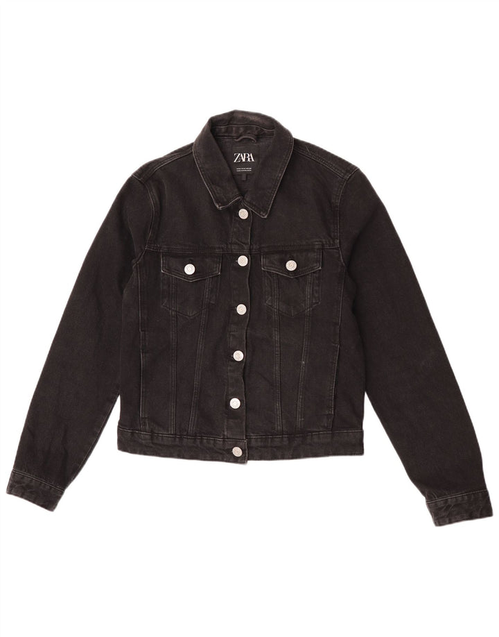 Zara Γυναικείο Τζιν Μπουφάν UK 12 Medium Μαύρο