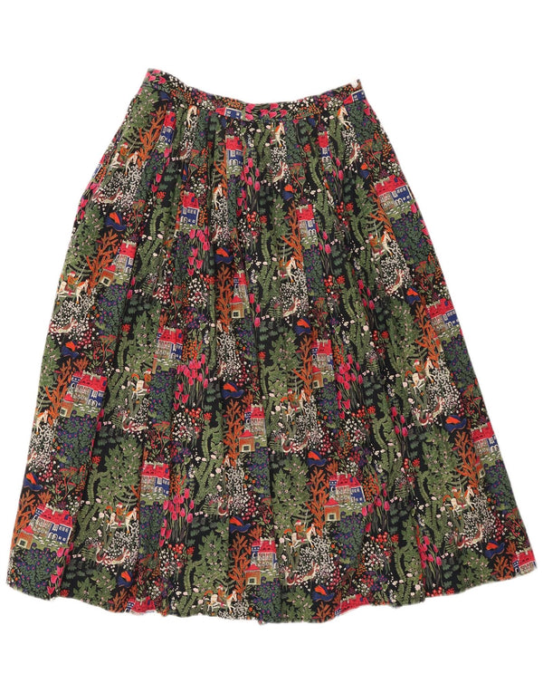 VINTAGE Womens Pleated Skirt W26 Small Multicoloured Floral