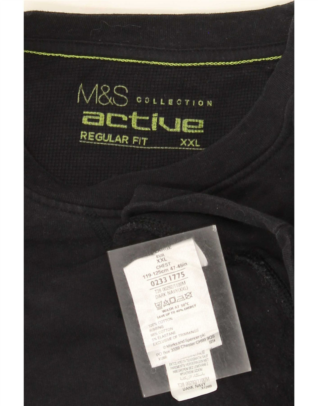 Marks & Spencer Ανδρικό φούτερ με κανονική εφαρμογή Jumper 2XL Navy Blue Cotton