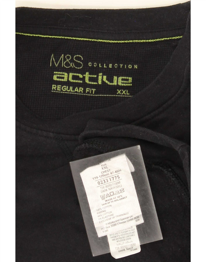 Marks & Spencer Ανδρικό φούτερ με κανονική εφαρμογή Jumper 2XL Navy Blue Cotton