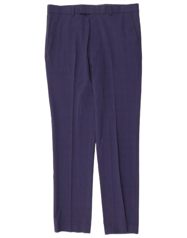 Marks & Spencer Ανδρικό Slim Fit Παντελόνι W34 L33 Blue Houndstooth