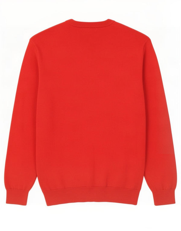 Lacoste Ανδρικό πουλόβερ με λαιμόκοψη, μέγεθος 7 2XL, κόκκινο βαμβακερό