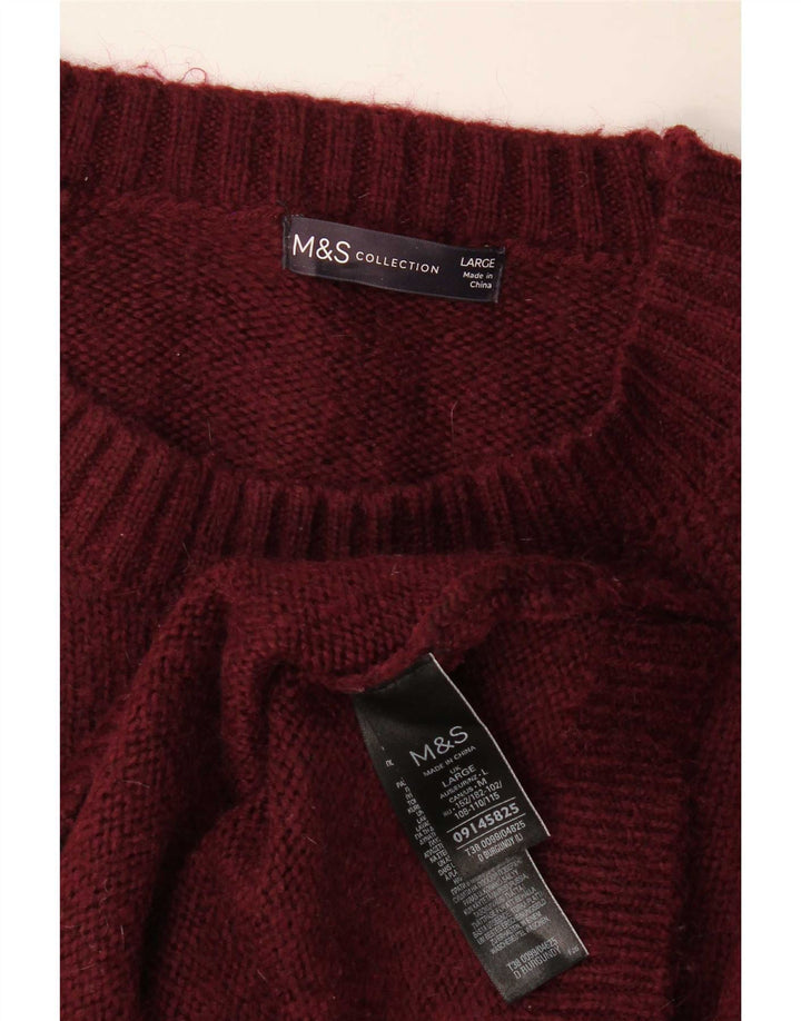 Marks & Spencer Ανδρικό πουλόβερ με λαιμόκοψη μεγάλο ακρυλικό μπορντό