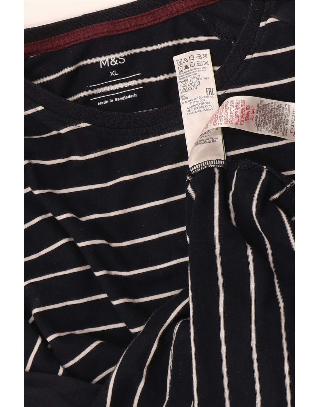 Marks & Spencer Ανδρικό τοπ μακρυμάνικο XL Navy Blue ριγέ βαμβακερό