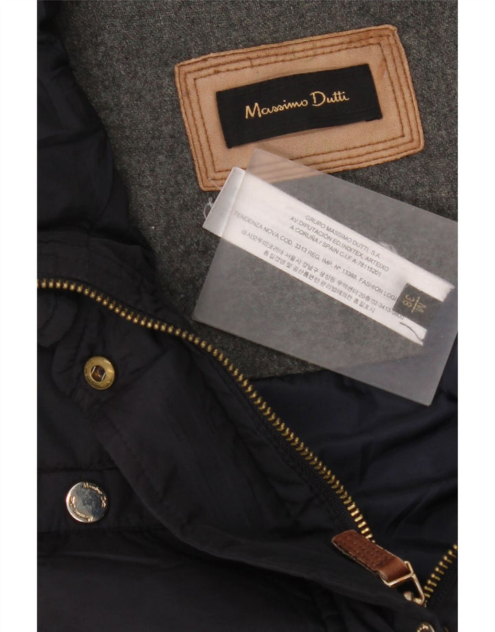 Massimo Dutti Γυναικείο padded Gilet UK 14 Medium Navy Blue Polyester