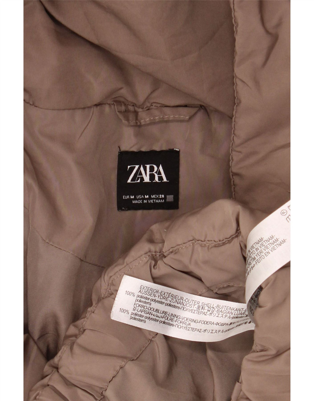 Zara γυναικείο μπουφάν με κουκούλα μεγάλου μεγέθους, 14 μεσαίο καφέ πολυεστέρας