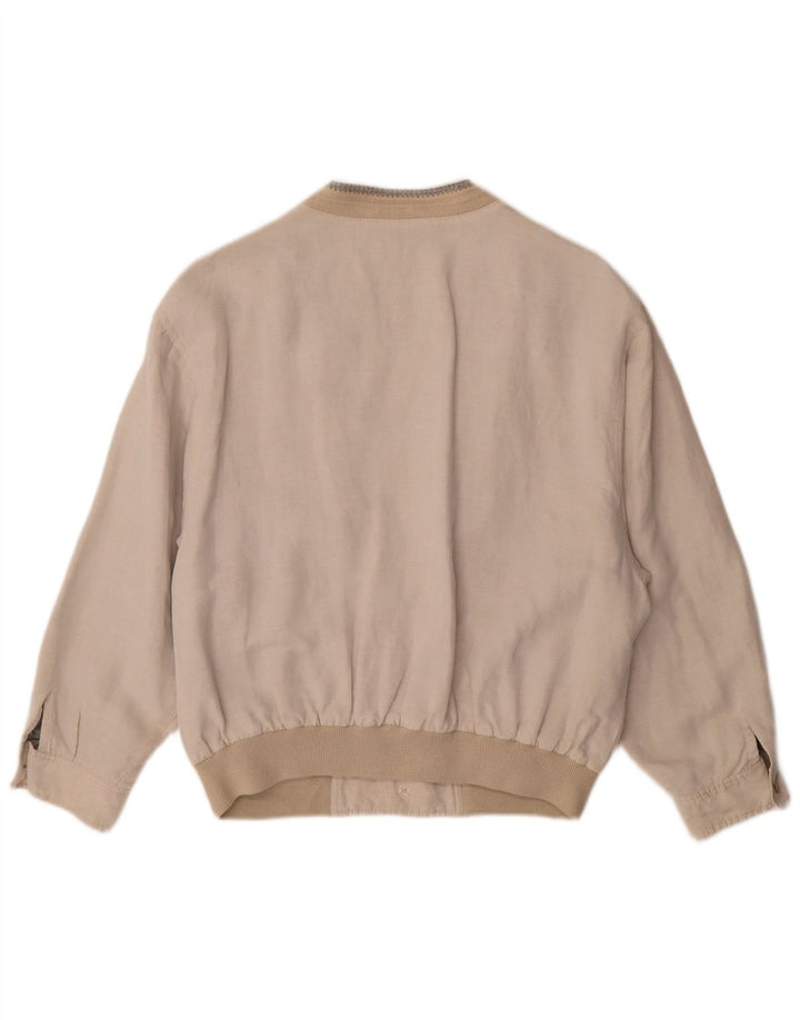 Vintage Ανδρικό Bomber Jacket UK 38 Medium Beige Geometric Viscose