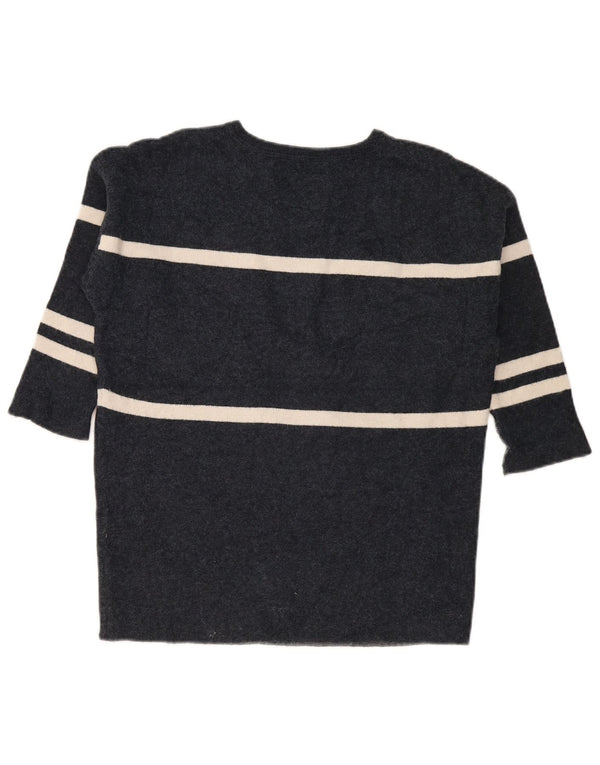 Abercrombie & Fitch Womens Graphic Boat Neck Jumper Sweater UK 10 Small Gre