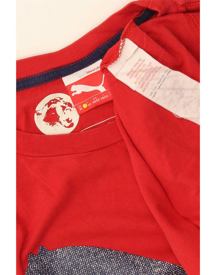Ανδρικό γραφικό μπλουζάκι Puma, μεσαίο κόκκινο βαμβακερό