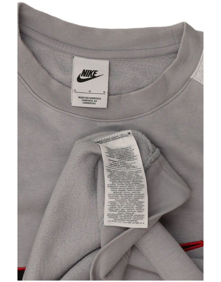 Ανδρικό γραφικό φούτερ Nike Jumper με μεγάλο γκρι χρώμα από πολυεστέρα