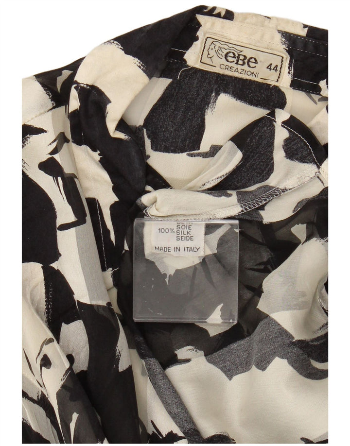 Vintage γυναικείο αφηρημένο μοτίβο See Through Shirt Μπλούζα IT 44 Medium Black
