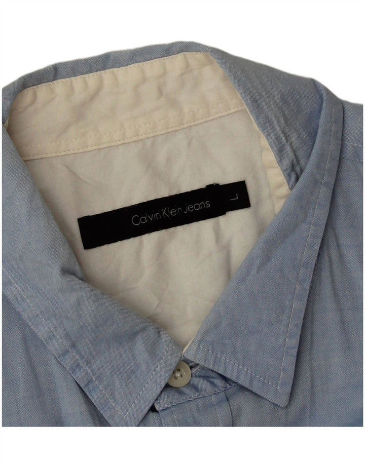 Ανδρικό πουκάμισο Calvin Klein Jeans μεγάλο μπλε βαμβακερό