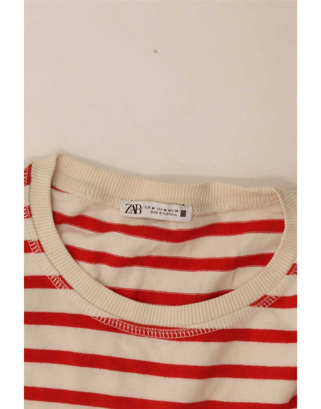 Zara γυναικείο τοπ μακρυμάνικο UK 14 Medium Off White Ριγέ
