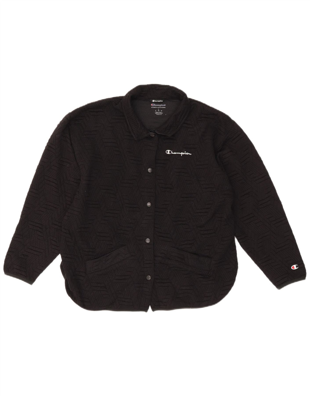 Γυναικεία αθλητική φόρμα Champion Top Jacket UK 16 Large Black Geometric Polyester