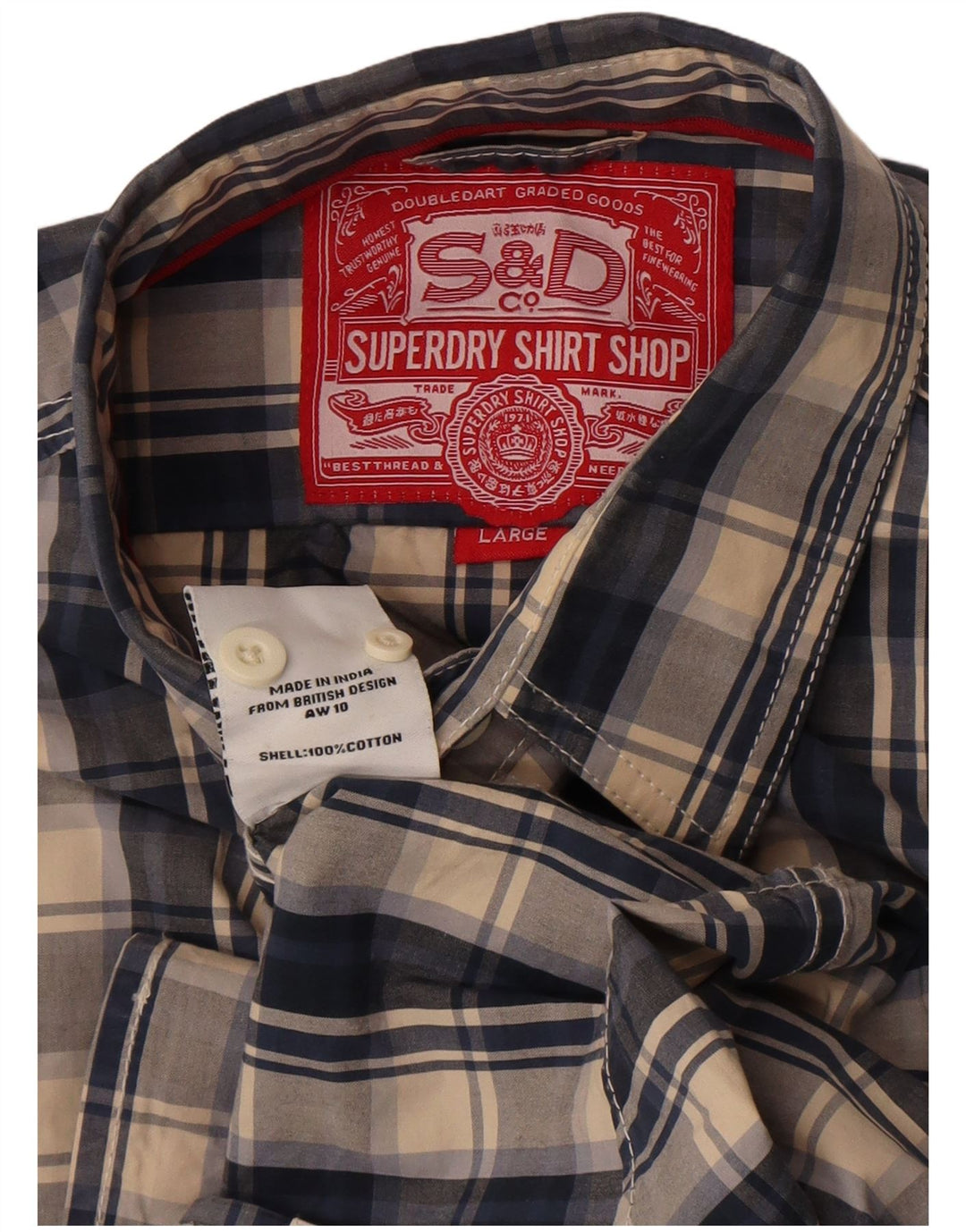 Ανδρικό πουκάμισο Superdry Large Blue Check Cotton