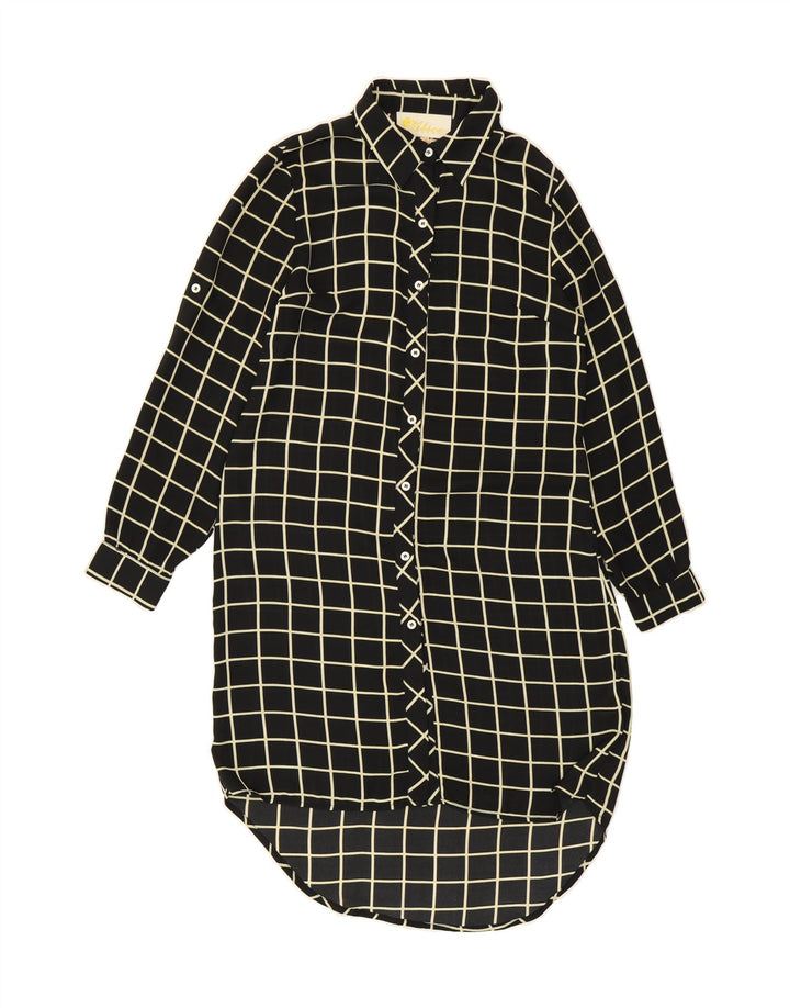 VINTAGE Womens Oversized Shirt Dress UK 10 Small Black Geometric Polyester Vintage Vintage and Second-Hand Vintage from Messina Hembry 