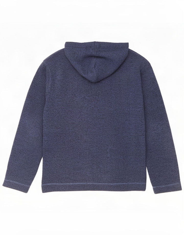Weird Fish Mens Button Neck Hoodie Jumper Large Blue Flecked Polyester
