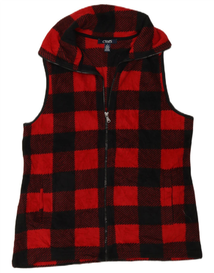 Chaps Womens Fleece Gilet UK 14 Medium Red Gingham Polyester