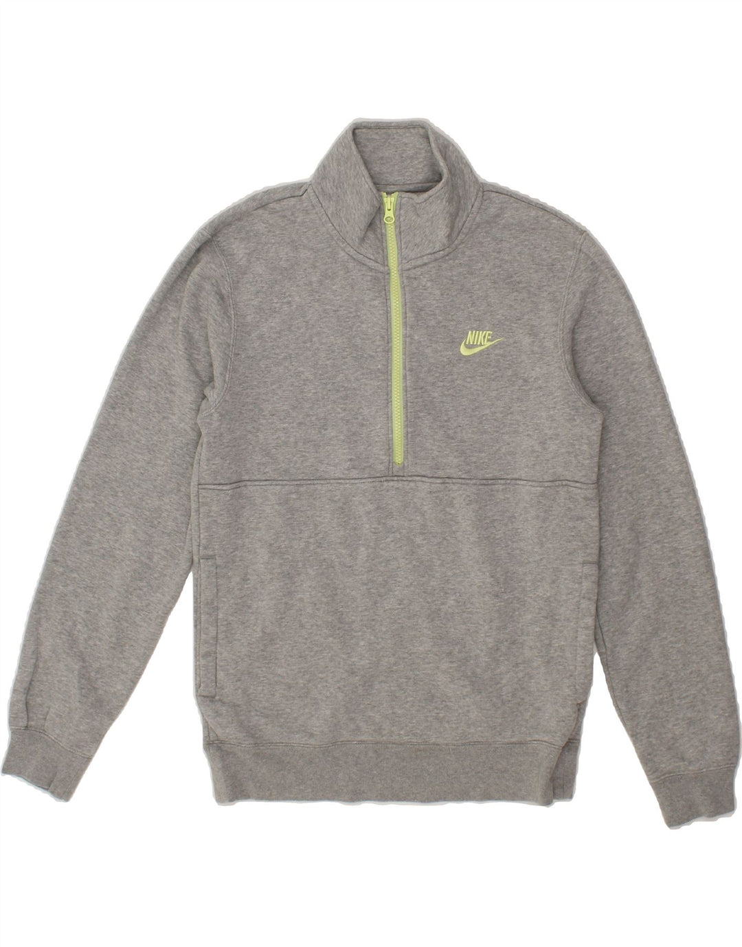 NIKE Mens Zip Neck Sweatshirt Jumper Small Grey Cotton Vintage Nike and Second-Hand Nike from Messina Hembry 