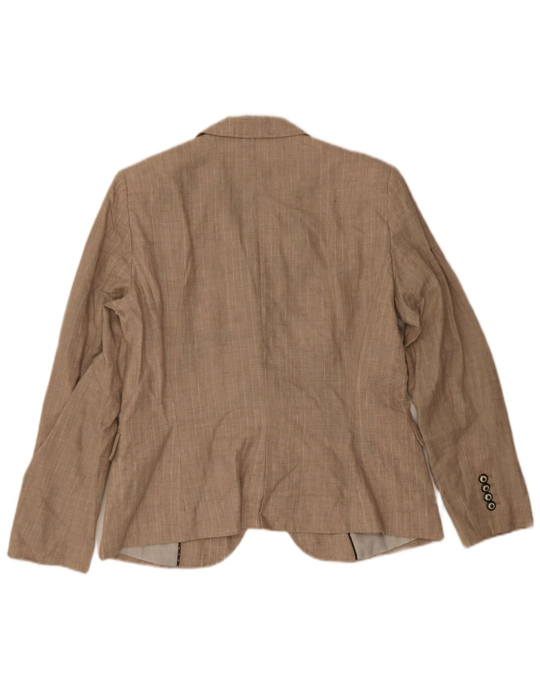 Zara γυναικείο μπουφάν 1 κουμπιού blazer UK 18 XL Beige Pinstripe Polyester