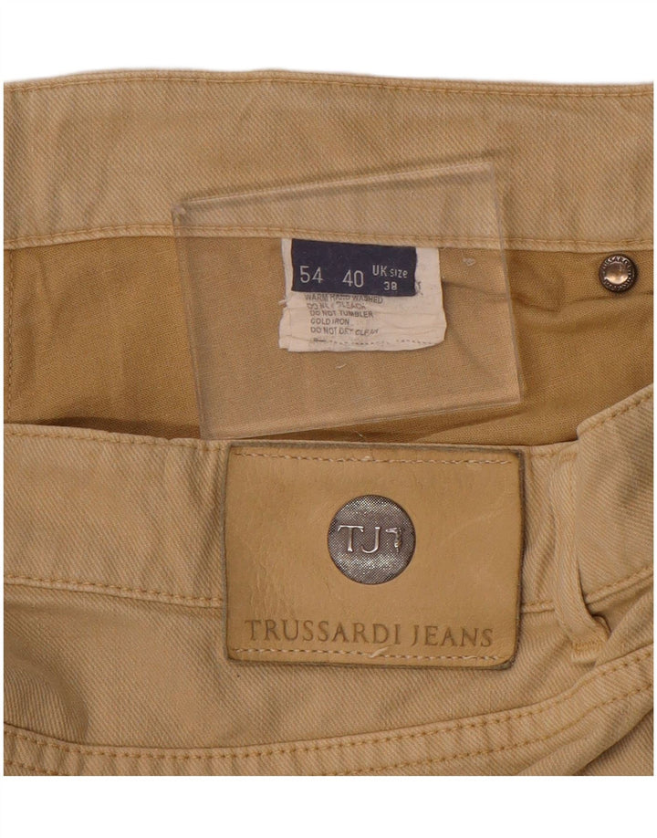 TRUSSARDI Ανδρικό ίσιο casual παντελόνι W38 L29 Μπεζ βαμβακερό
