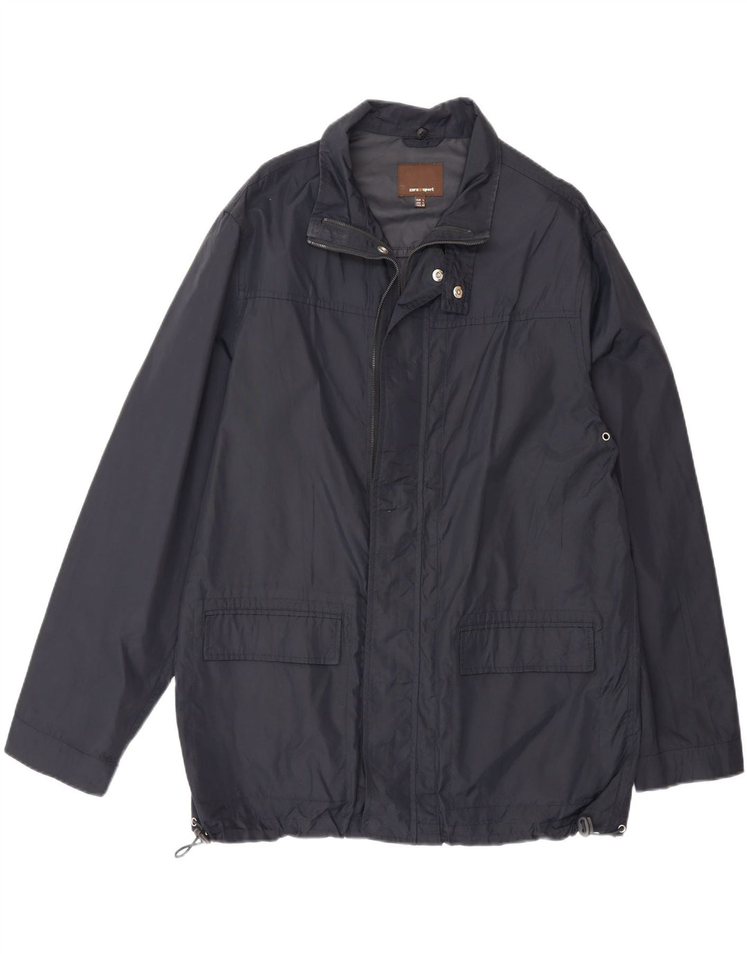 Zara Mens Utility Jacket UK 40 Large Navy Blue Nylon