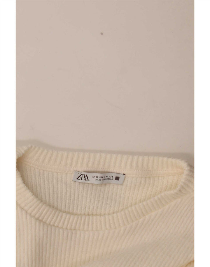 Zara γυναικείο πουλόβερ τοπ μακρυμάνικο UK 12 Medium Off White
