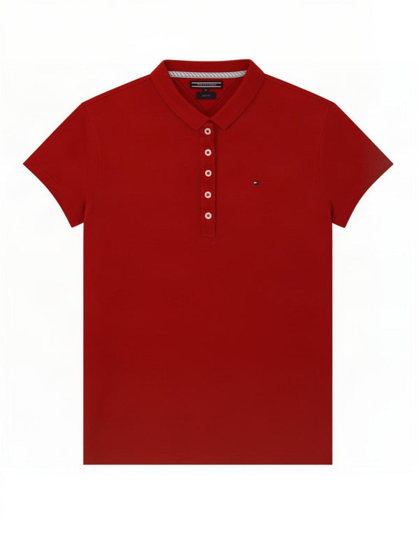 Tommy Hilfiger Γυναικείο Slim Fit Polo Shirt UK 12 Medium Red