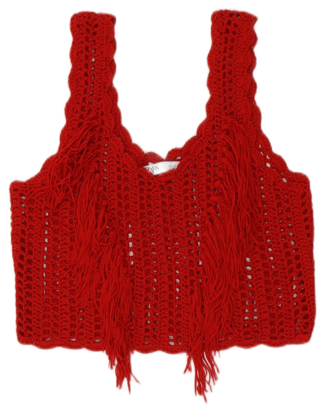 Zara Γυναικείο Crochet Top UK 14 Large Red
