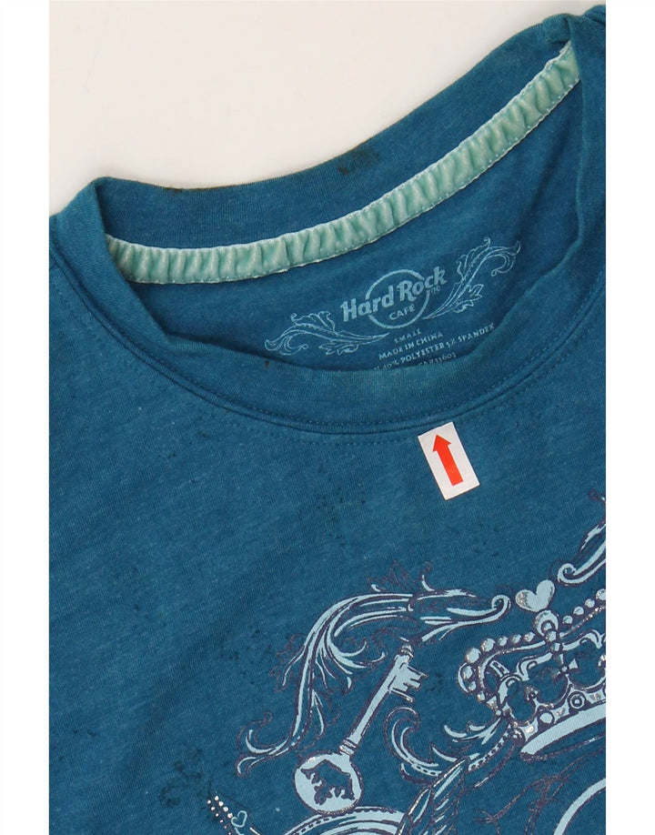 HARD ROCK CAFE Γυναικείο γραφικό μπλουζάκι San Diego Top UK 8 Small Blue Cotton