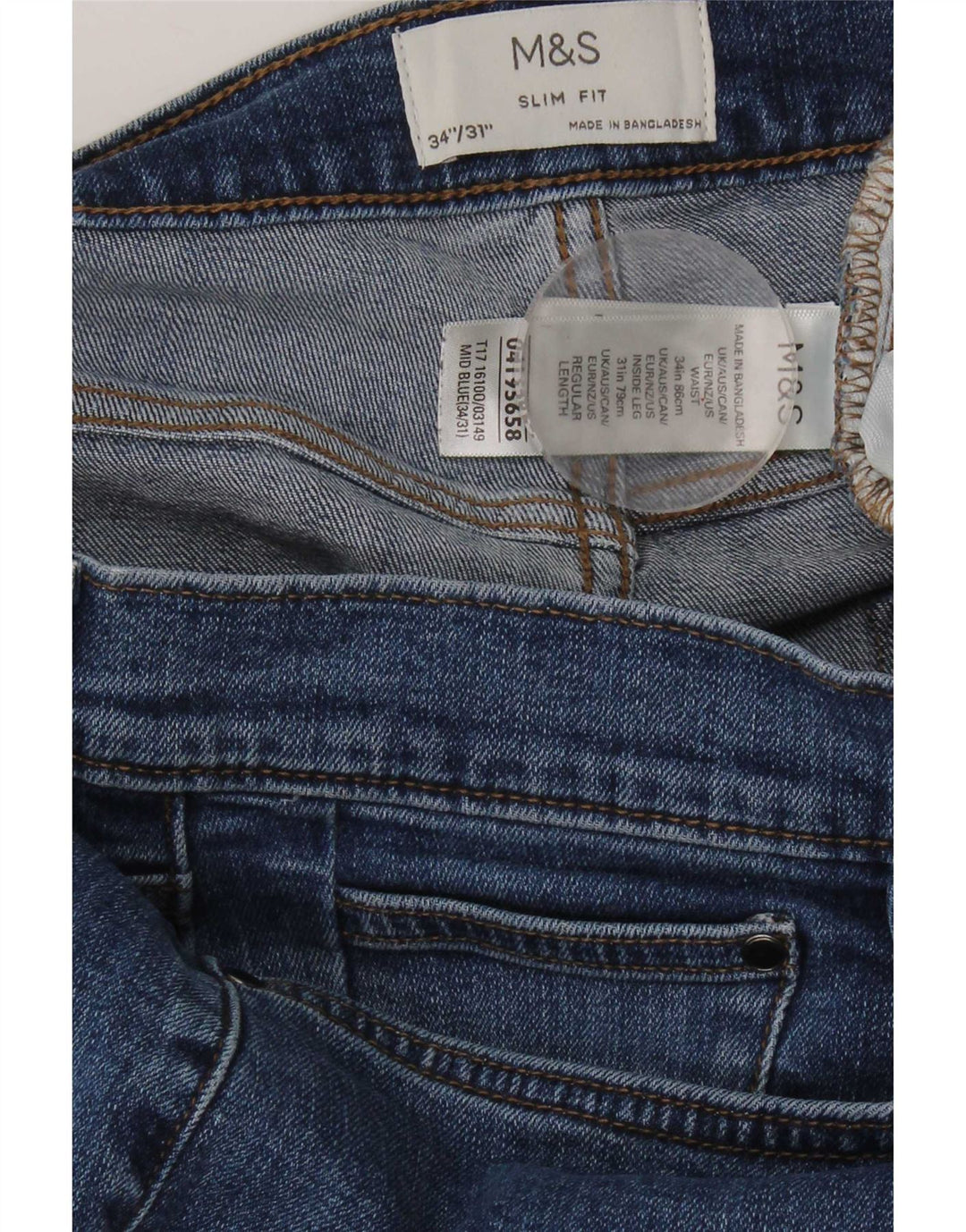 Ανδρικό Slim Jeans Marks & Spencer W34 L31 Blue Cotton