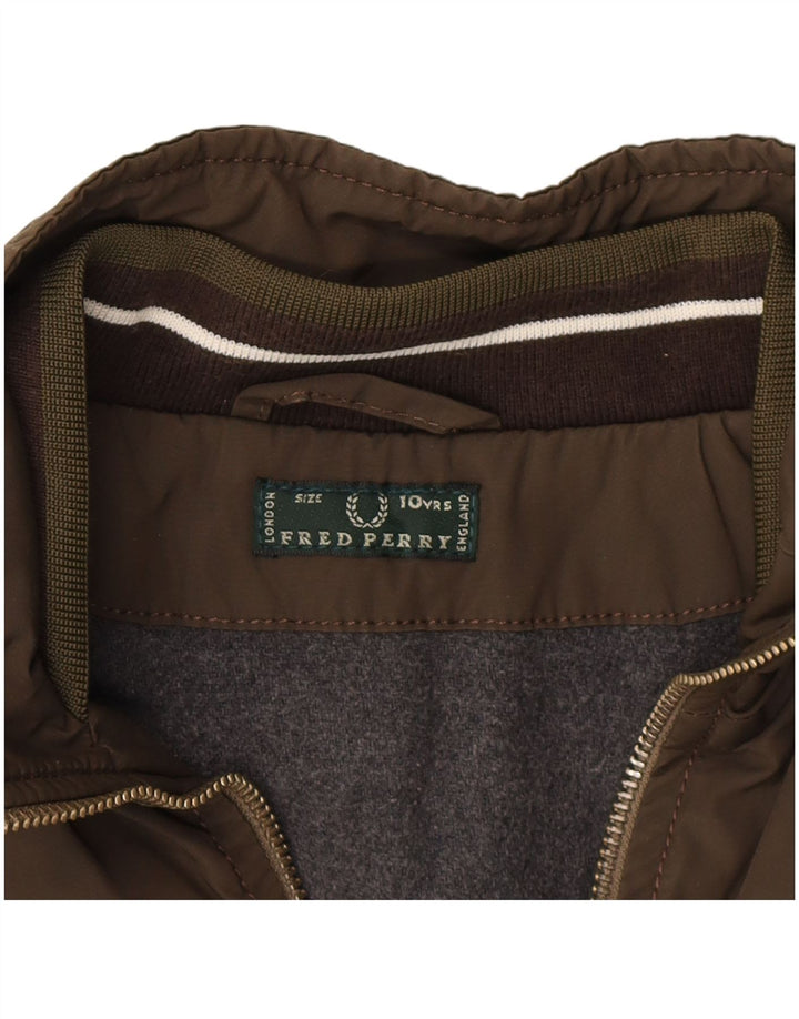 Fred Perry Boys Bomber Jacket 9-10 Years Khaki Cotton