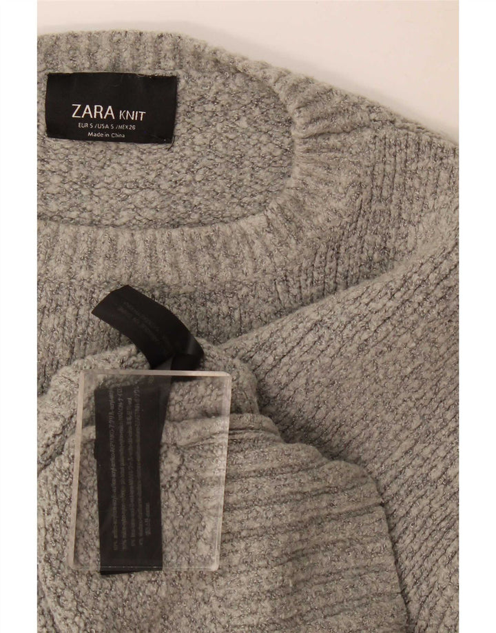 Zara Γυναικείο πουλόβερ με λαιμόκοψη μεγάλου μεγέθους UK 10 Small Grey Flecked