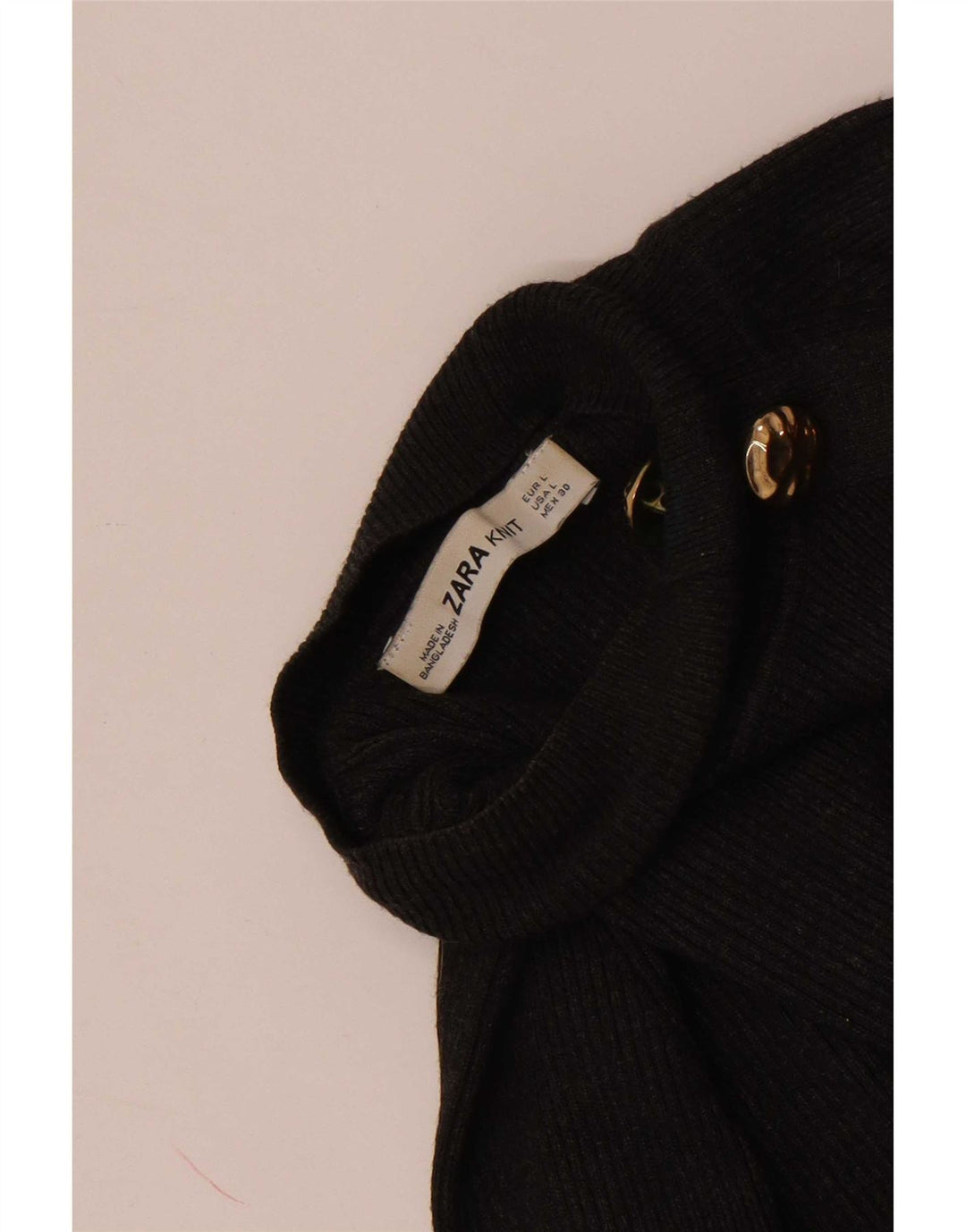 Zara Γυναικείο πουλόβερ με λαιμόκοψη με κουμπιά UK 14 Large Grey