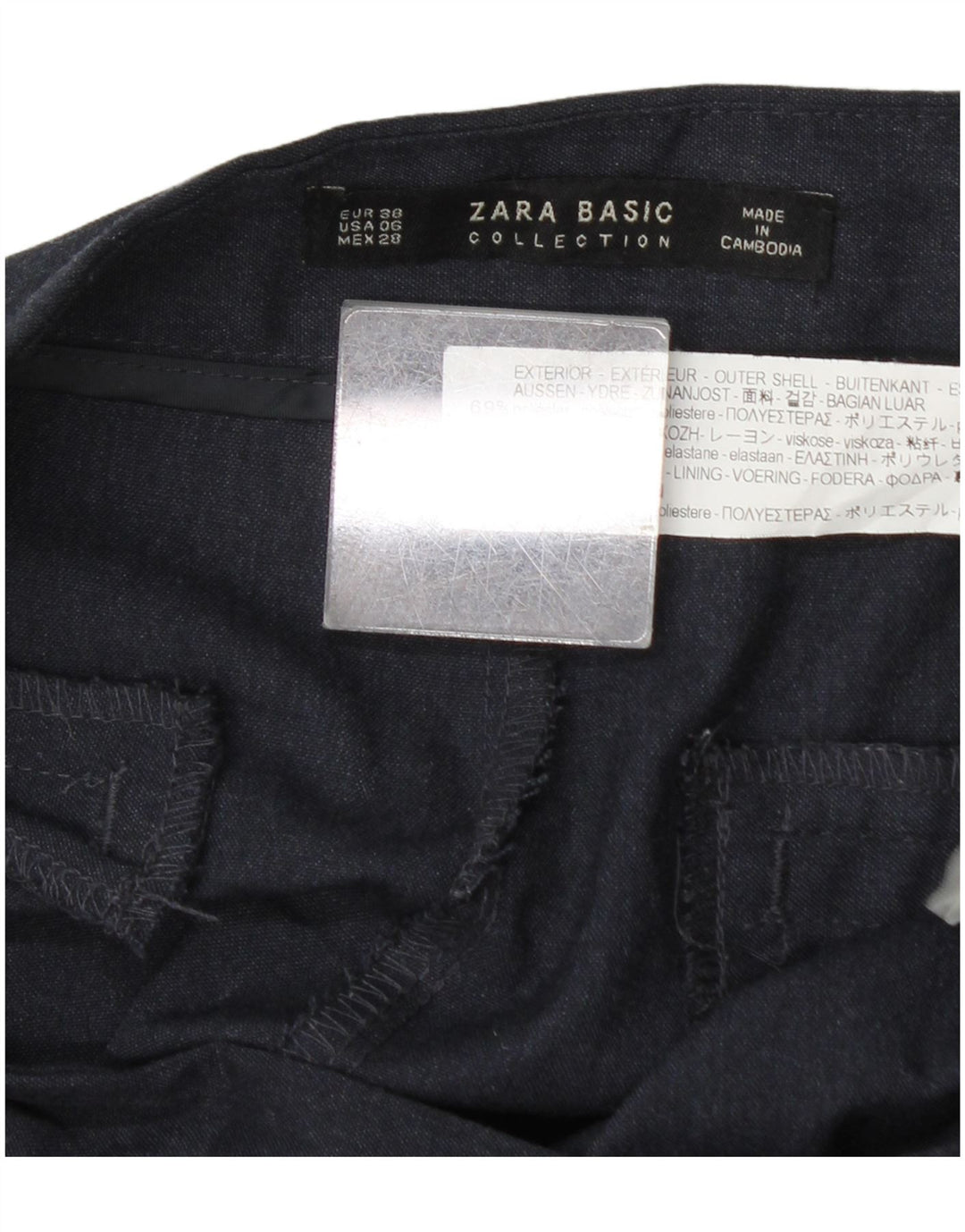 Zara Γυναικείο Slim Suit Παντελόνι EU 38 Small W28 L28 Navy Blue Polyester