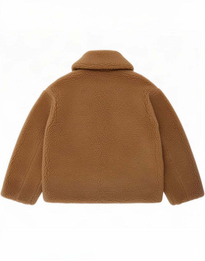 Zara Γυναικείο Μπουφάν Sherpa Oversized UK 6 XS καφέ πολυεστέρας