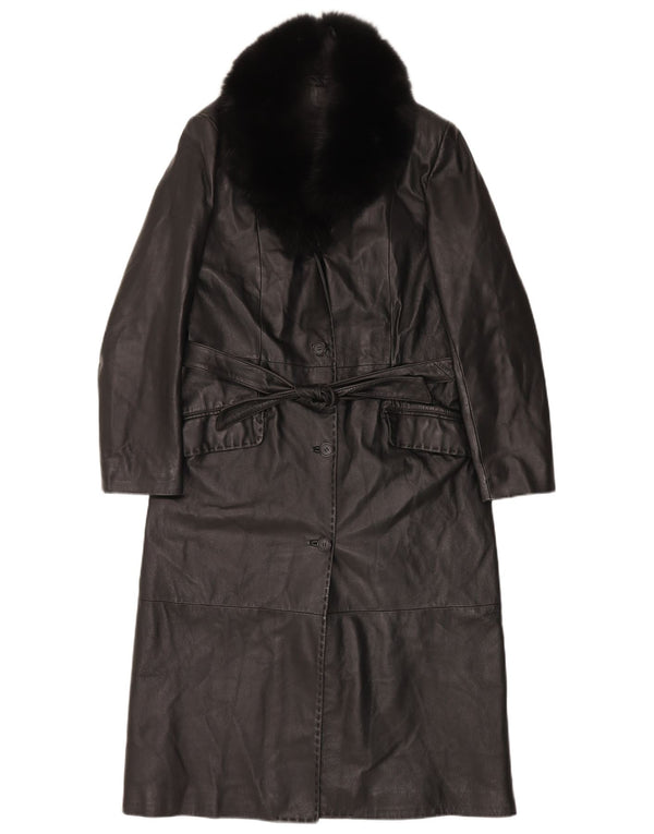 Conbipel Womens Leather Coat IT 44 Medium Black
