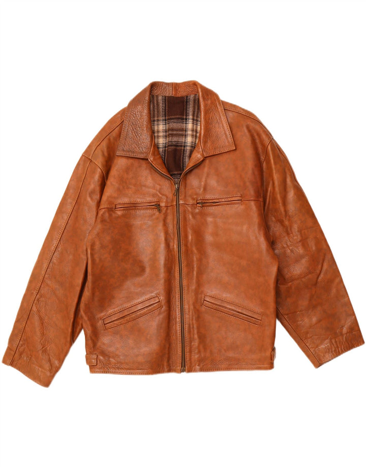 Vintage Γυναικείο Δερμάτινο Μπουφάν UK 18 XL Καφέ Δερμάτινο Flecked