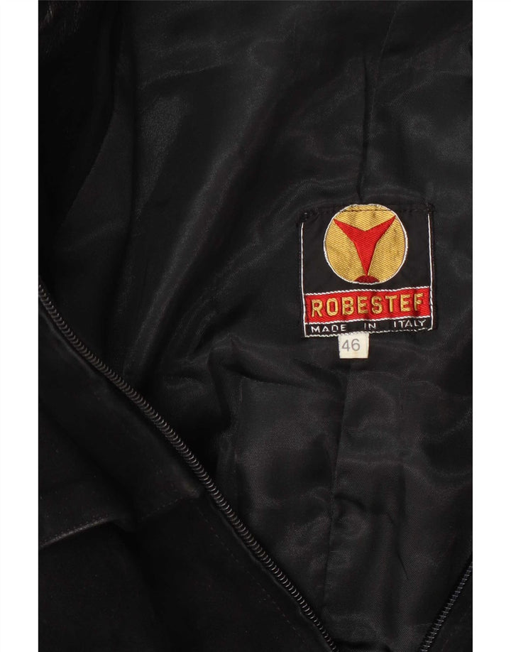 Vintage Ανδρικό Military Suede Bomber Jacket IT 46 Small Black