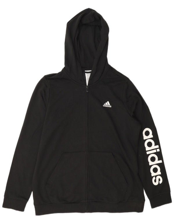 Ανδρικό πουλόβερ με κουκούλα με φερμουάρ Adidas μεγάλο μαύρο βαμβακερό